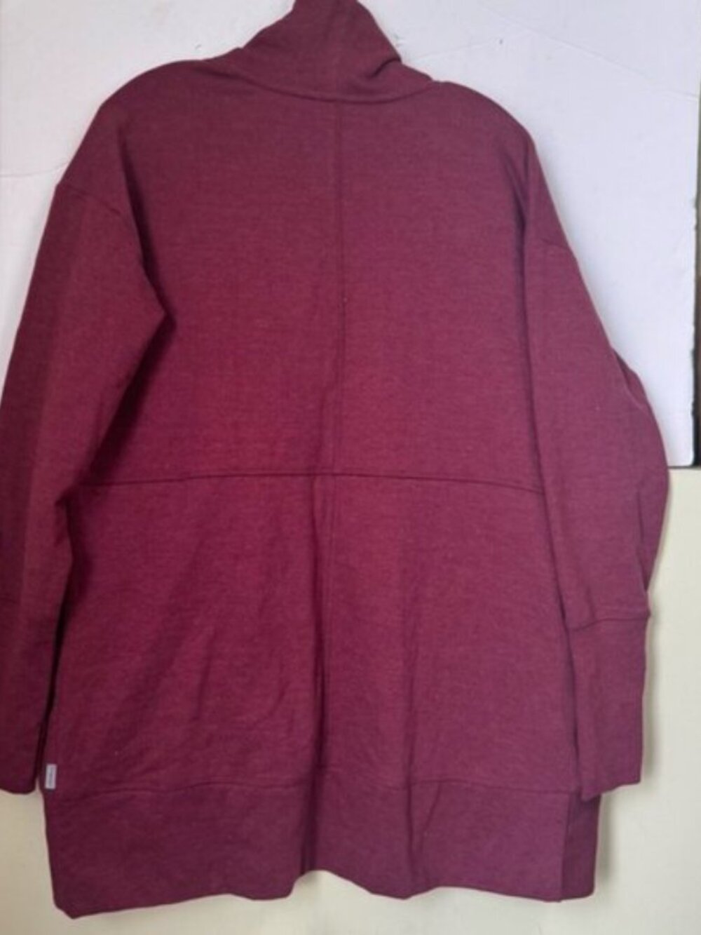 Eddie Bauer NEW Camp Cotton Fleece Wrap Pockets Cardigan Sweater Top Burgundy L - Picture 6 of 16